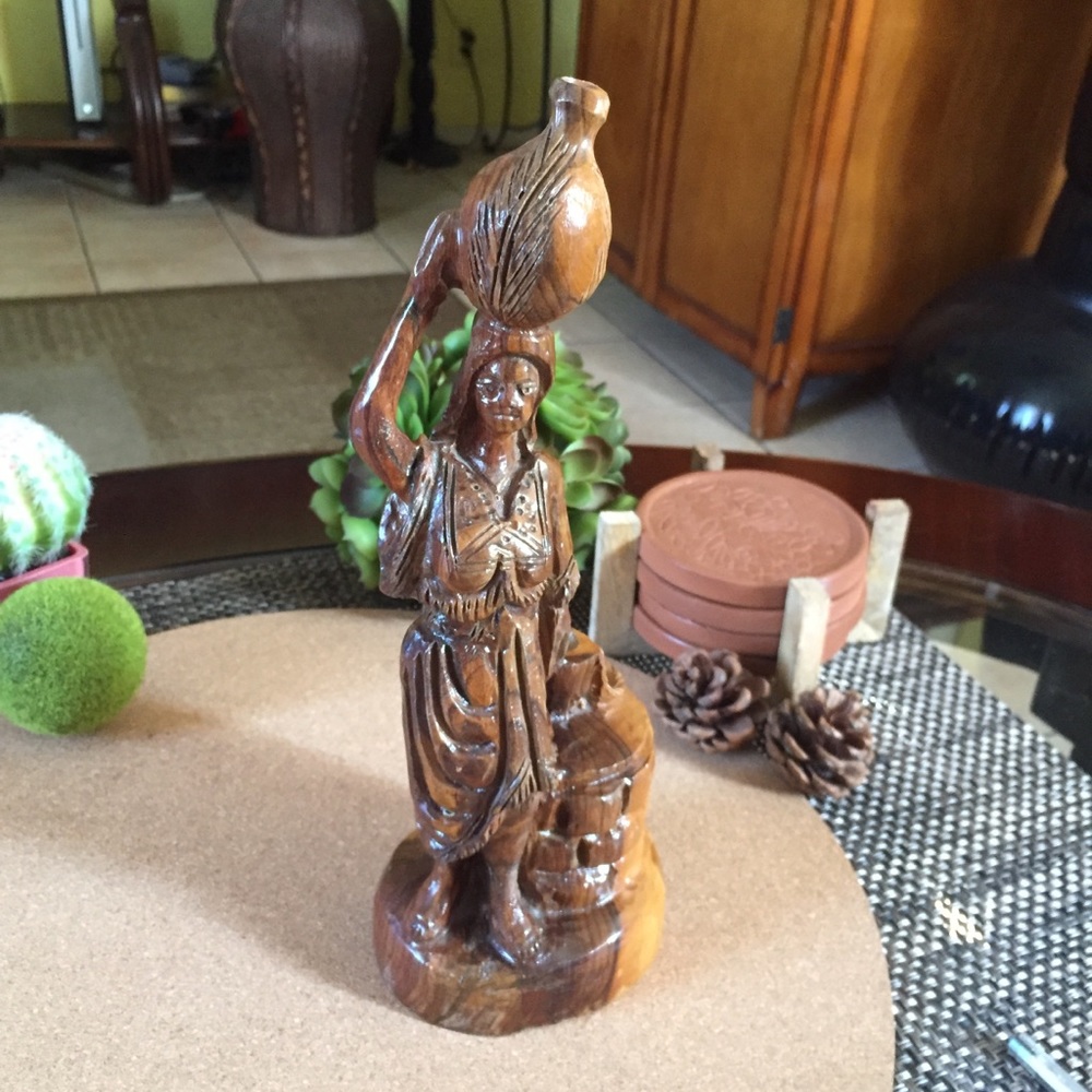 Vintage Carved Wood Native Woman